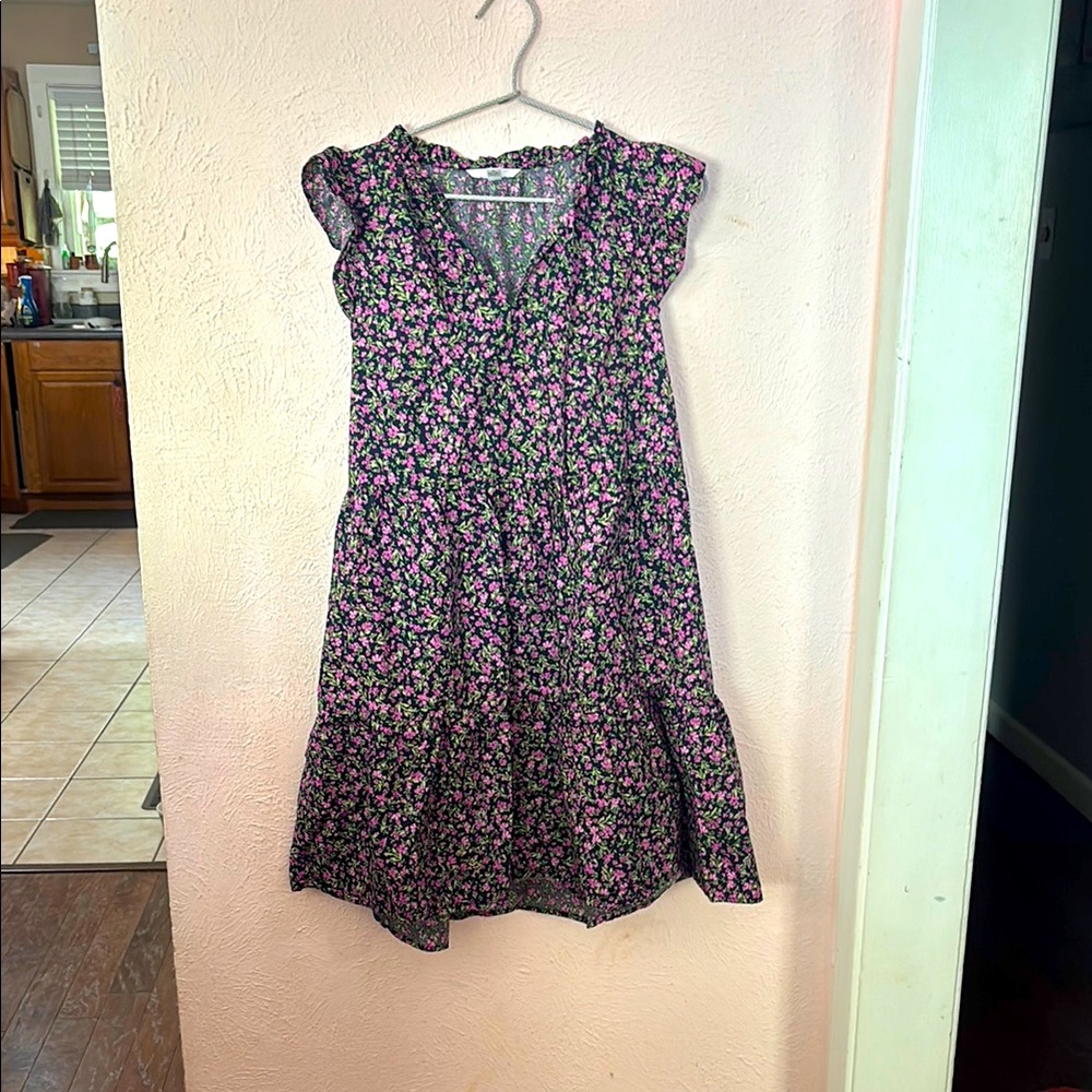Time and Tru Floral Kids Dress - Black and Pink
